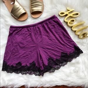Purple & Black Lace Knit Sleep Shorts